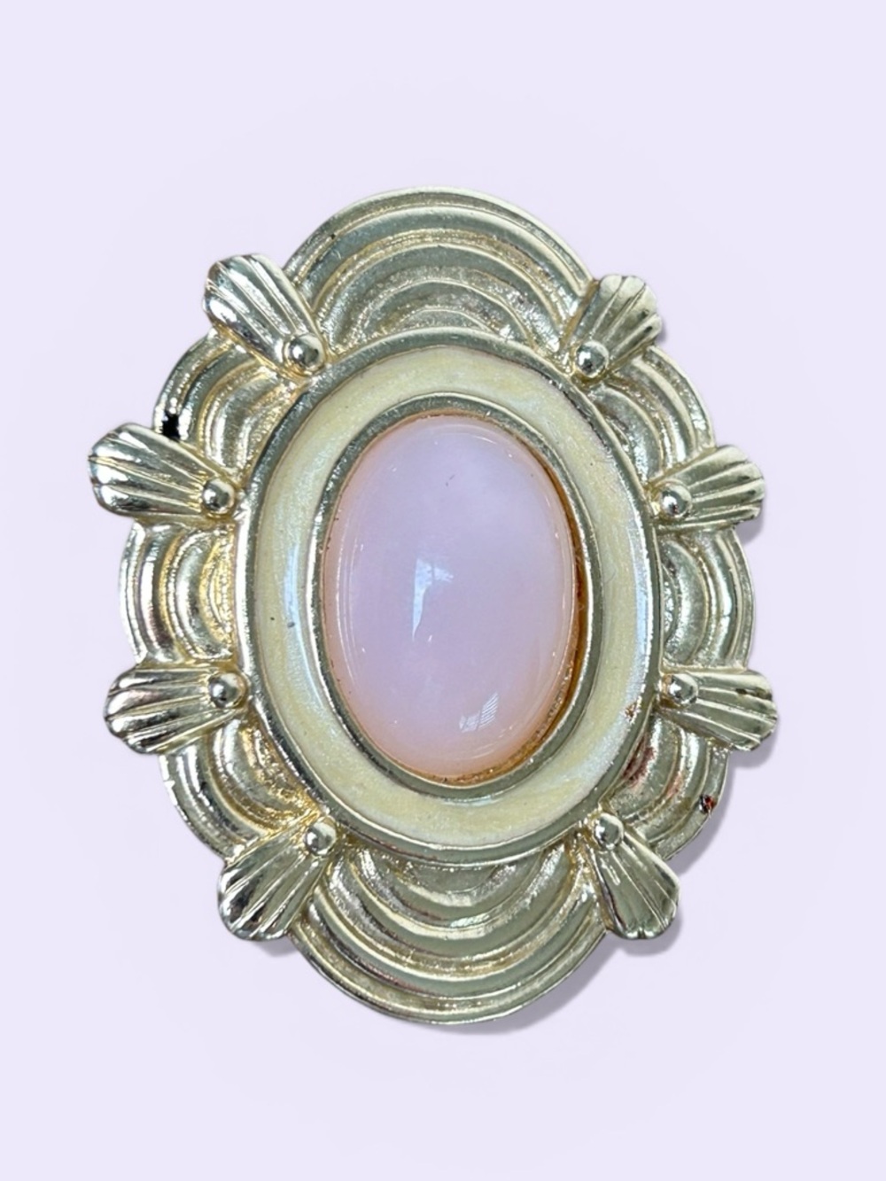 Vintage Gold-Tone Blush Pink Statement Brooch